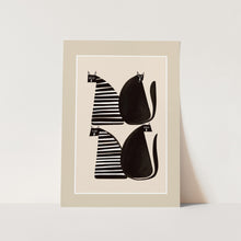 Load image into Gallery viewer, Minimalist Cats In Black and White PFY Art Print