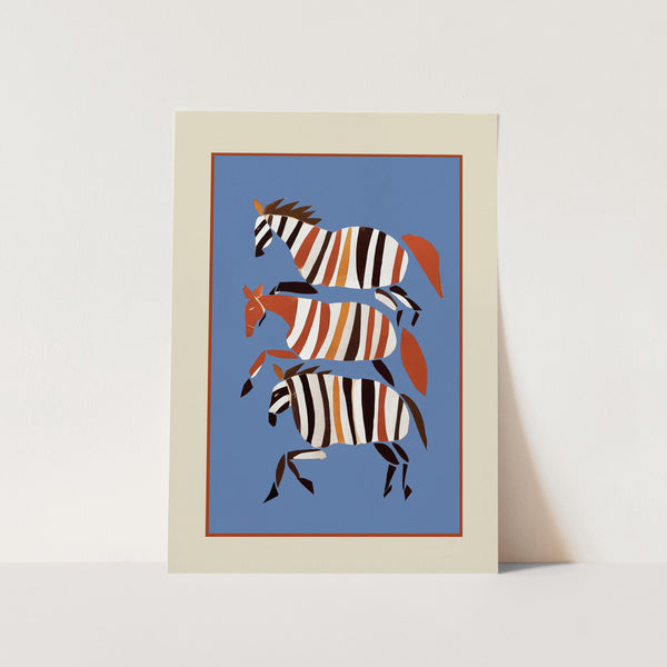 Striped Running Horses PFY Art Print