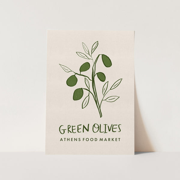 Green Olives Athens Food Market Greece Poster PFY Art Print