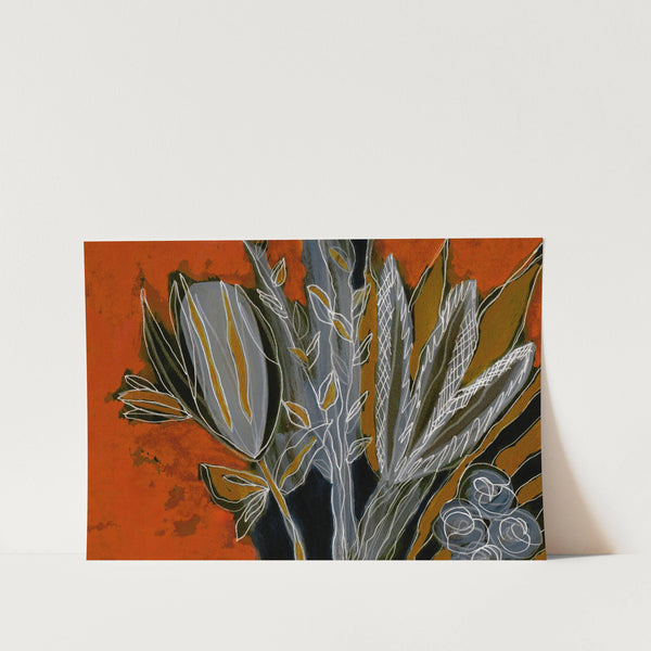 Grey and Orange Botanicals PFY Art Print