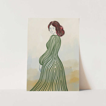 Elegant Woman Green Dress PFY Art Print