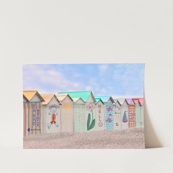 Colorful Beach Huts PFY Art Print