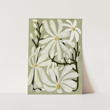 Load image into Gallery viewer, Star Magnolia Florals on Sage background PFY Art Print
