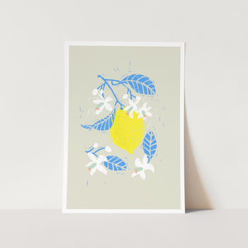 Lemon Fruit with Blue Leaves PFY Art Print