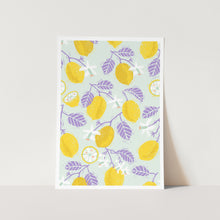 Load image into Gallery viewer, Yellow Lemons with Purple Leaves PFY Art Print