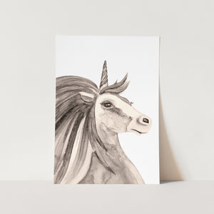 Sepia Unicorn Art Print