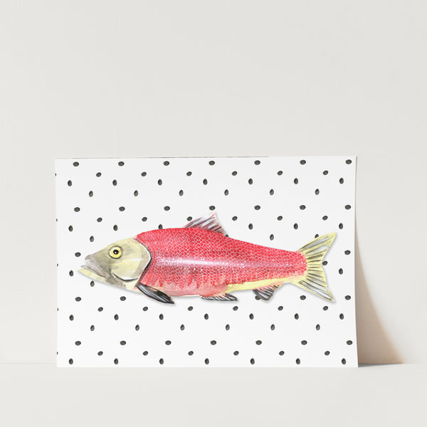 Watercolour Spotty Salmon Art Print