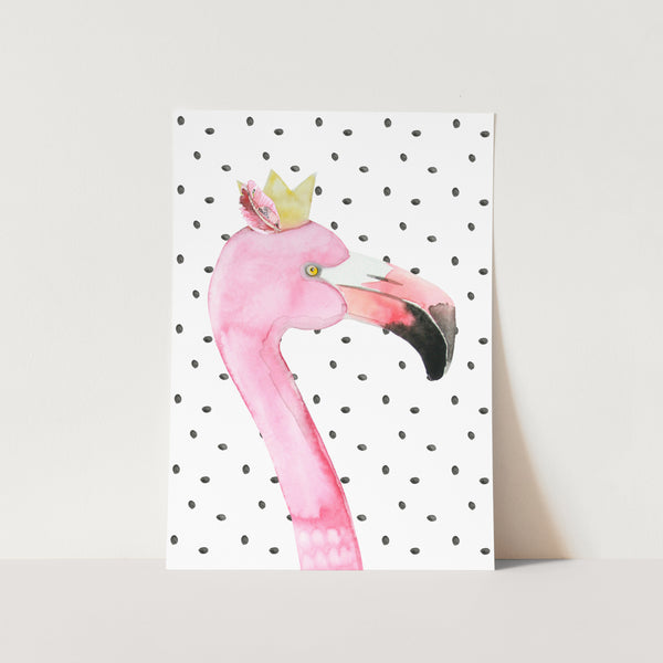 Spotty Background Mixed Media Flamingo Art Print