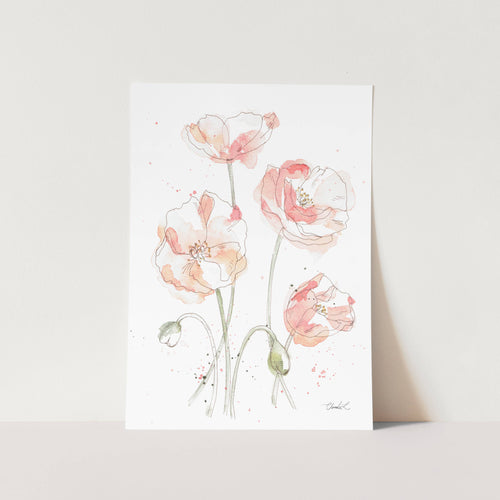 Abstract Pink Coloured Poppies Art Print