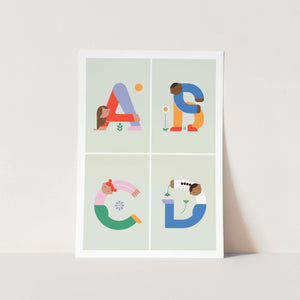 Alphabet Kids ABCD Art Print