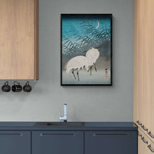 Load image into Gallery viewer, Egrets and Reeds in Moonlight Art Print