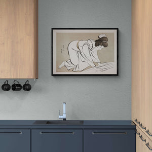 Woman Folding a Kimono Art Print