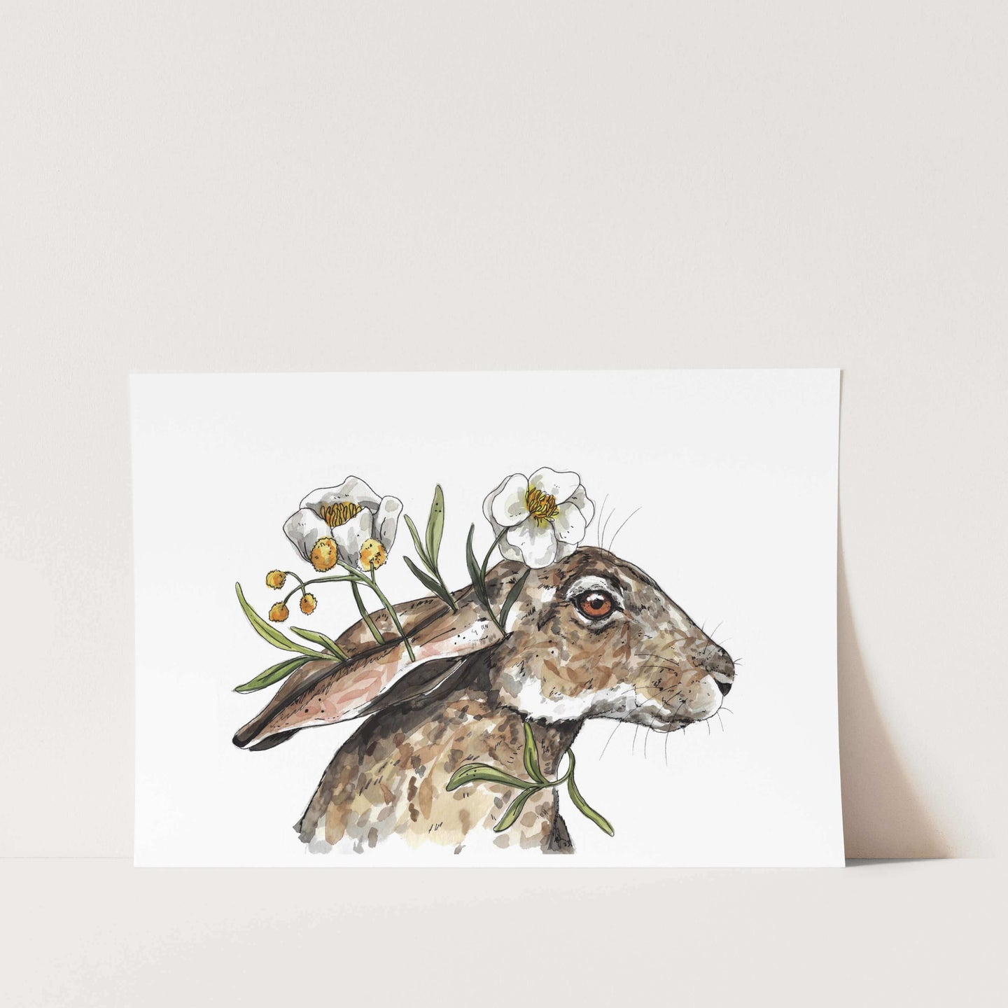 Nifty Rabbit Blooming Rabbit Art Print