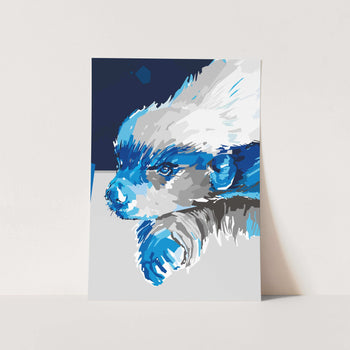 Blue Badger Art Print