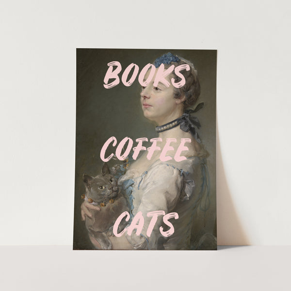 Books, Coffee and Cats PFY Art Print