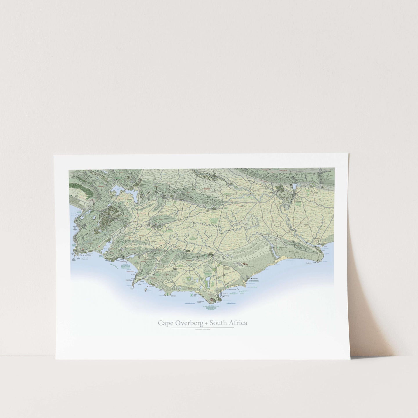 Cape Overberg Map Art Print