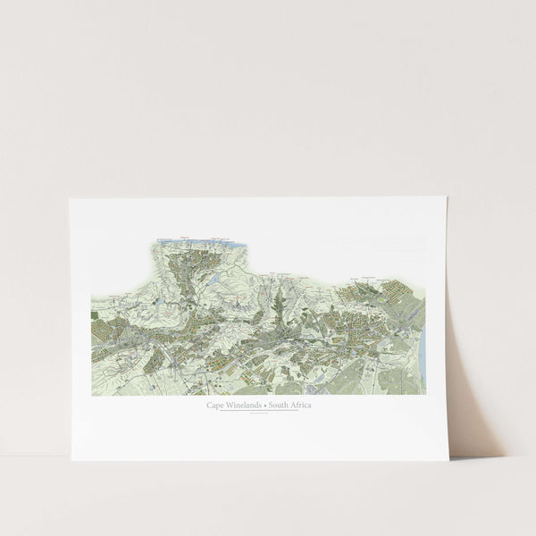 Cape Winelands Map Art Print