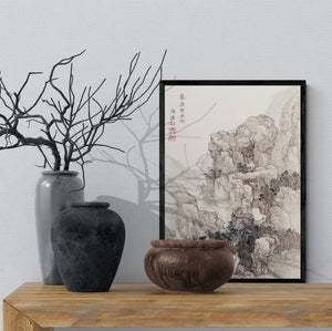Japanese rocky landscape Art Print