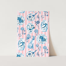 Load image into Gallery viewer, Chinoiserie On Pink Stripes PFY Art Print