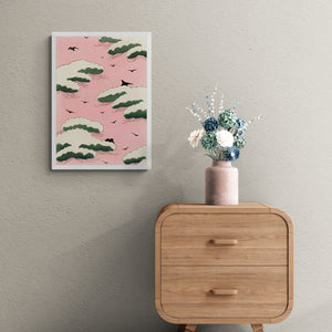 Pink sky illustration Art Print
