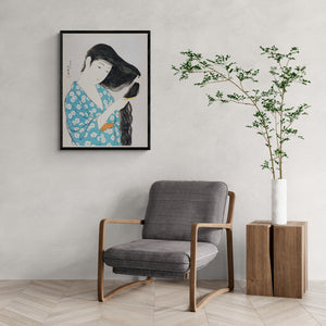 Woman Combing Her Hair Art Print