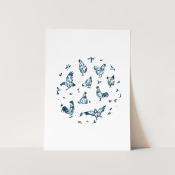 Delft Chickens Art Print