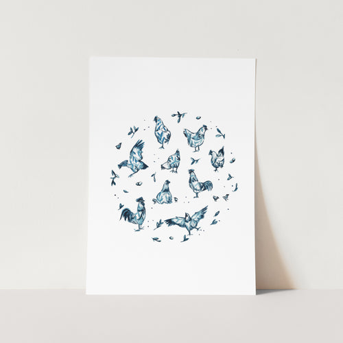 Delft Chickens Art Print