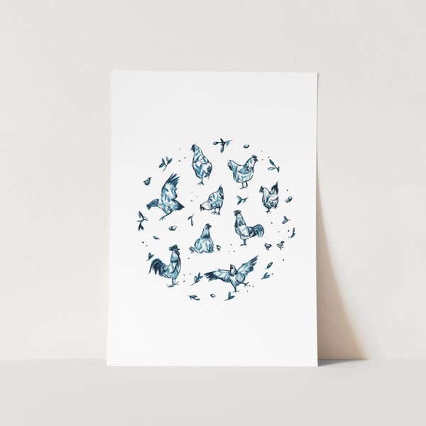 Delft Chickens Art Print