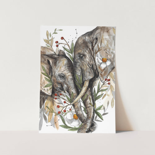 Elephants Blooming by Mareli Art Print