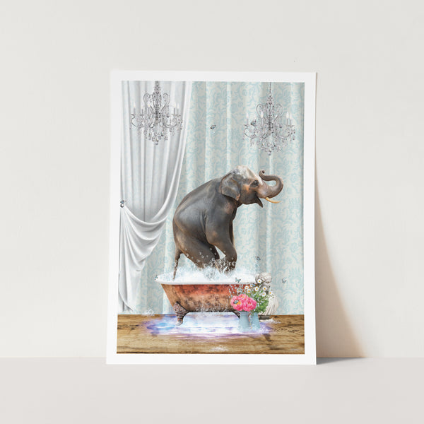 Elephant in Bathtub PFY Art Print