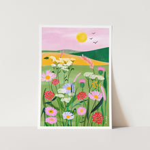 Load image into Gallery viewer, Flied Flowers with Pink Sky Landscape PFY Art Print