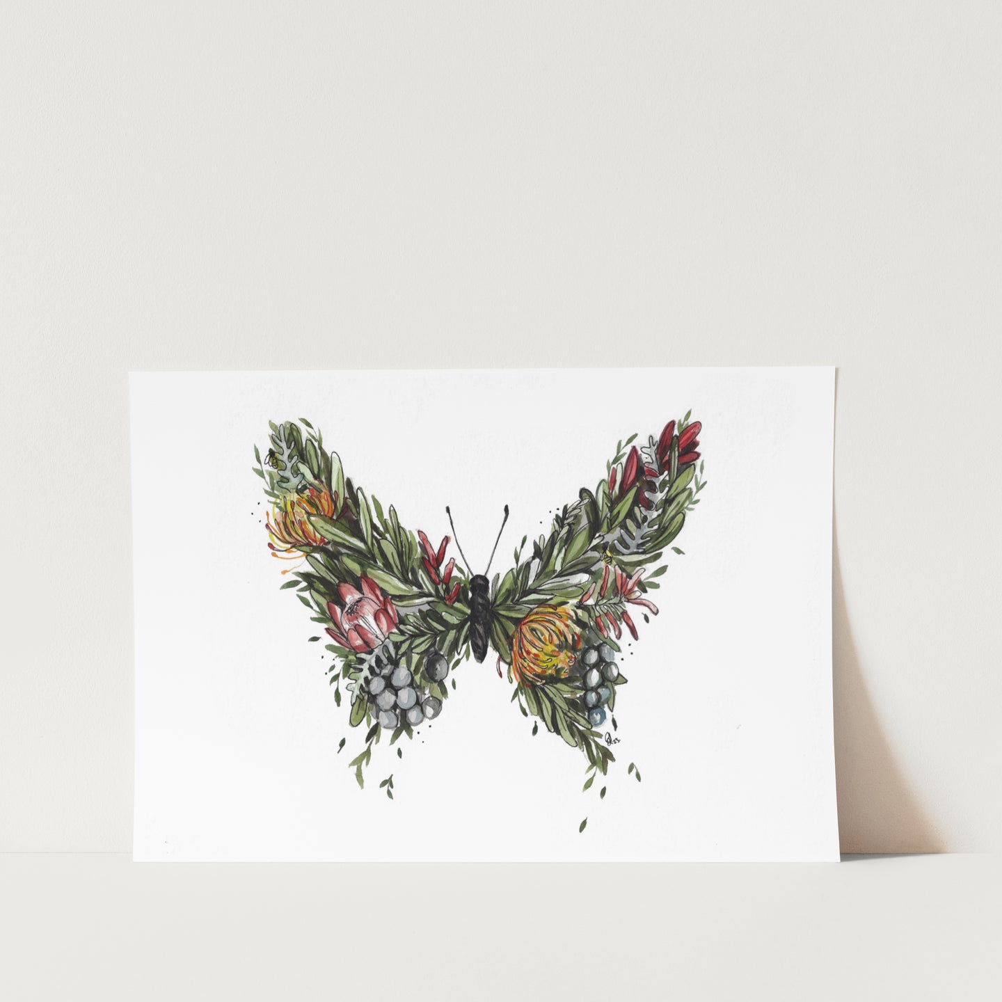 Fynbos Butterfly Landscape Art Print