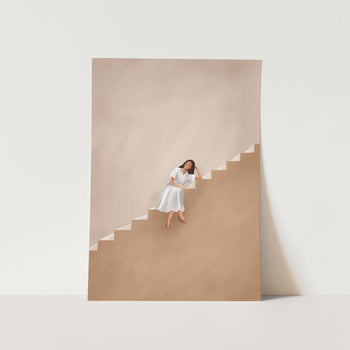 Girl Thinking on a Stairway by Branka Art Print