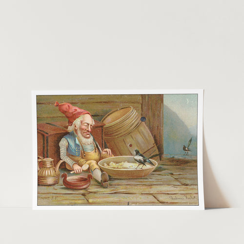 Gnome Eating Porridge Art Print