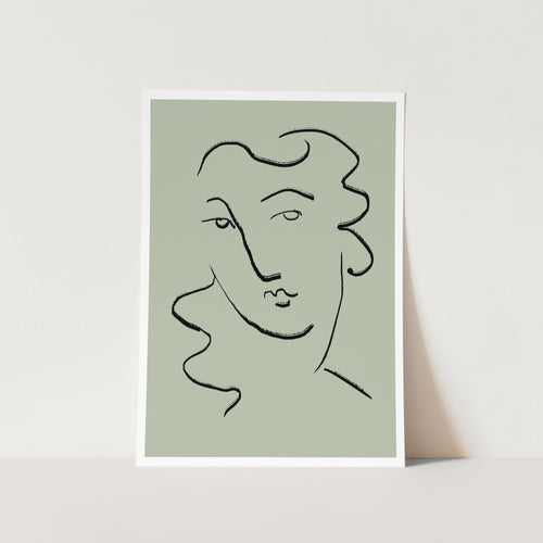 Green Woman Face PFY Art Print