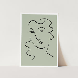 Green Woman Face PFY Art Print