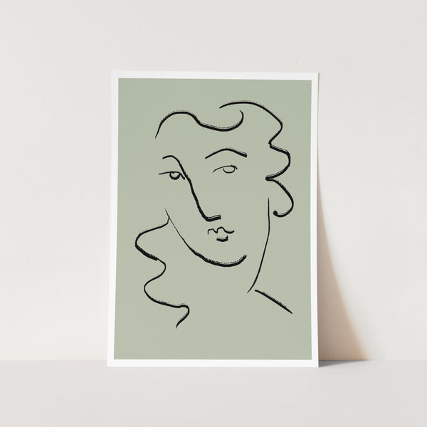 Green Woman Face PFY Art Print