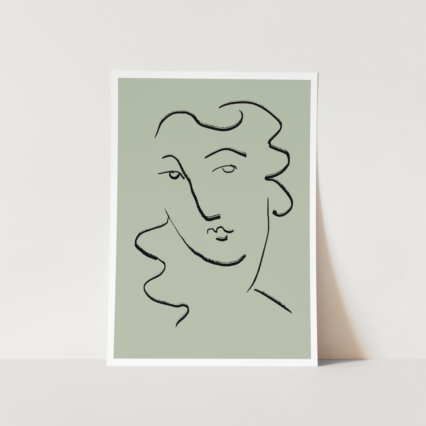 Green Woman Face PFY Art Print