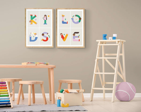 Alphabet Kids LOVE Art Print