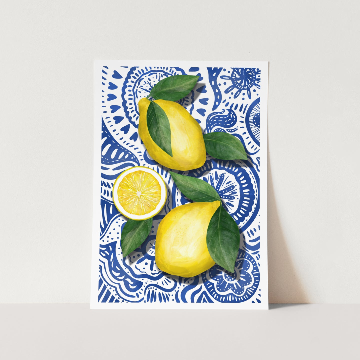 Lemons on Blue 01 PFY Art Print