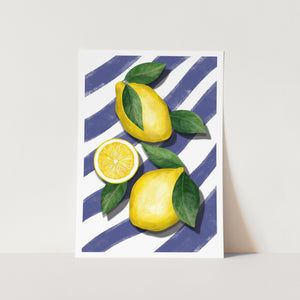 Lemons on Blue 02 PFY Art Print