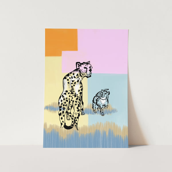 Mama Cheetah and her Cub Art Print