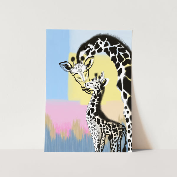 Mama Giraffe and her Calf Art Print