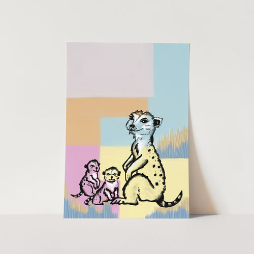 Mama Meerkat and her Pups Art Print