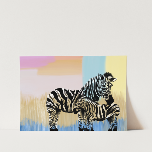 Mama Zebra and her Foal Art Print