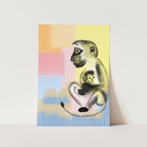 Mama Monkey and Baby Art Print