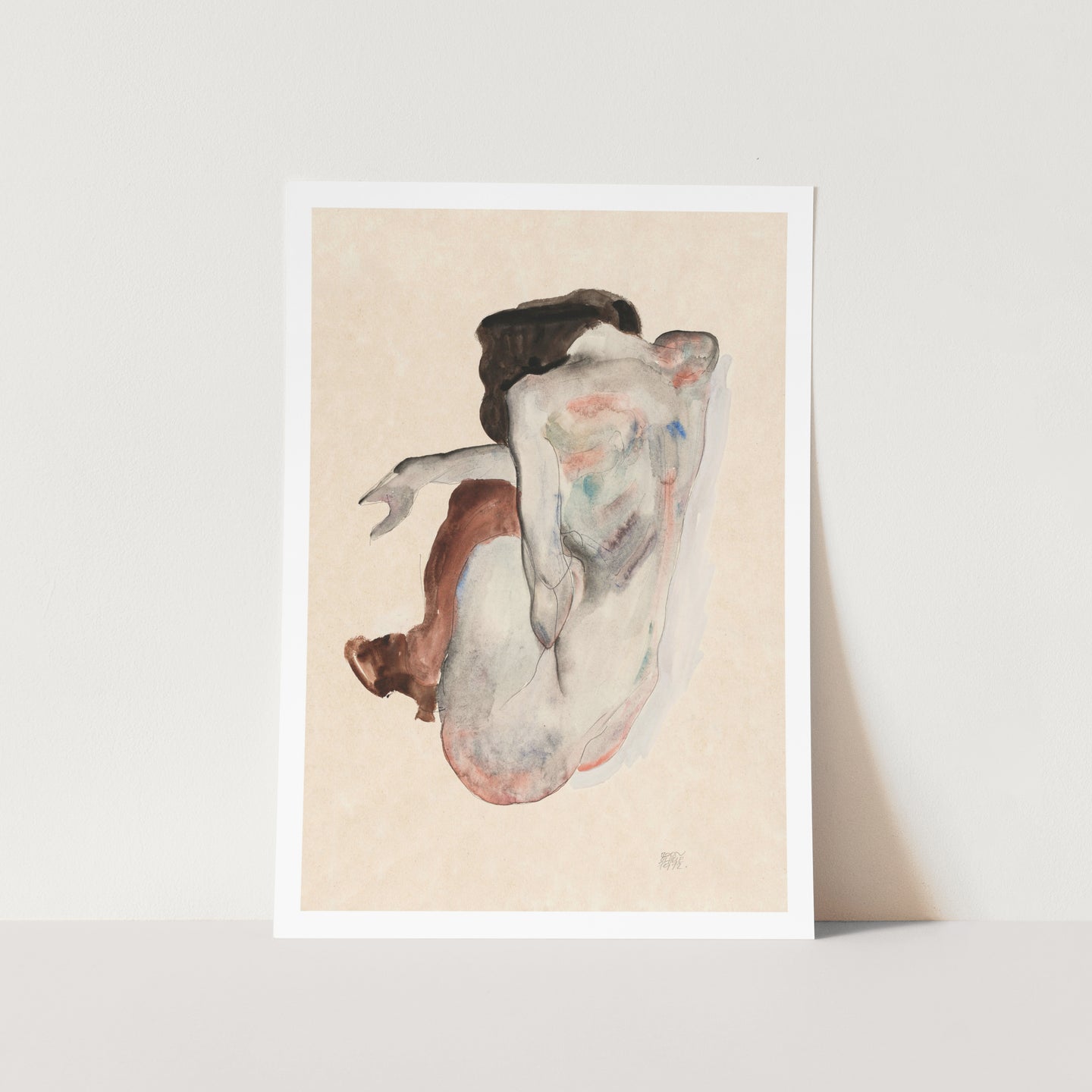 Nude in Black Stockings by Egon Schiele PFY Art Print