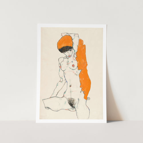 Nude with Orange Drapery by Egon Shiele PFY Art Print