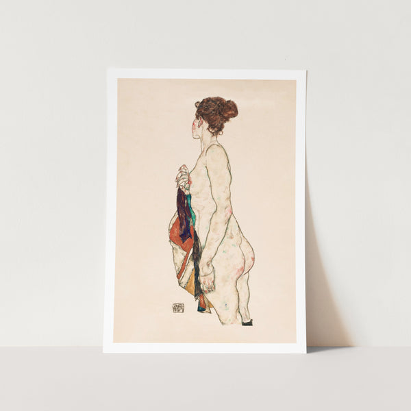 Nude With Patterned Robe by Egon Schiele PFY Art Print