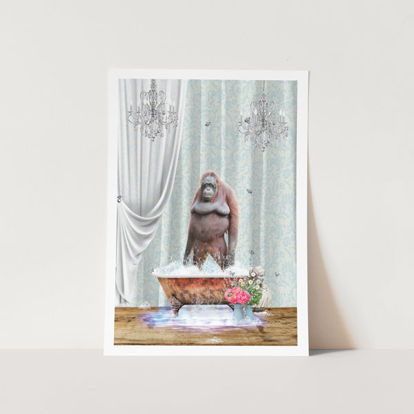 Orangutan in Bathtub PFY Art Print
